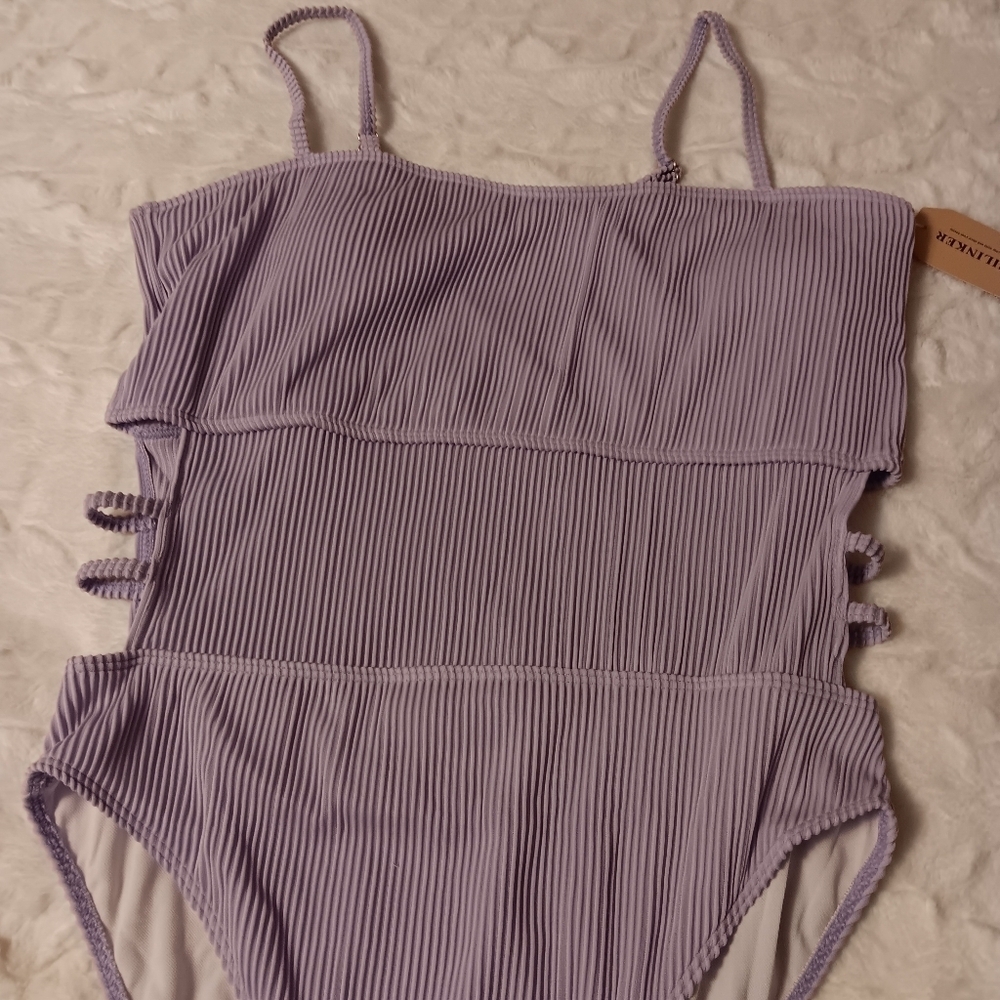 Hilinker Light Purple Ribbed One Piece Cutout Tummy Control Bathing Suit XL - Picture 5 of 10